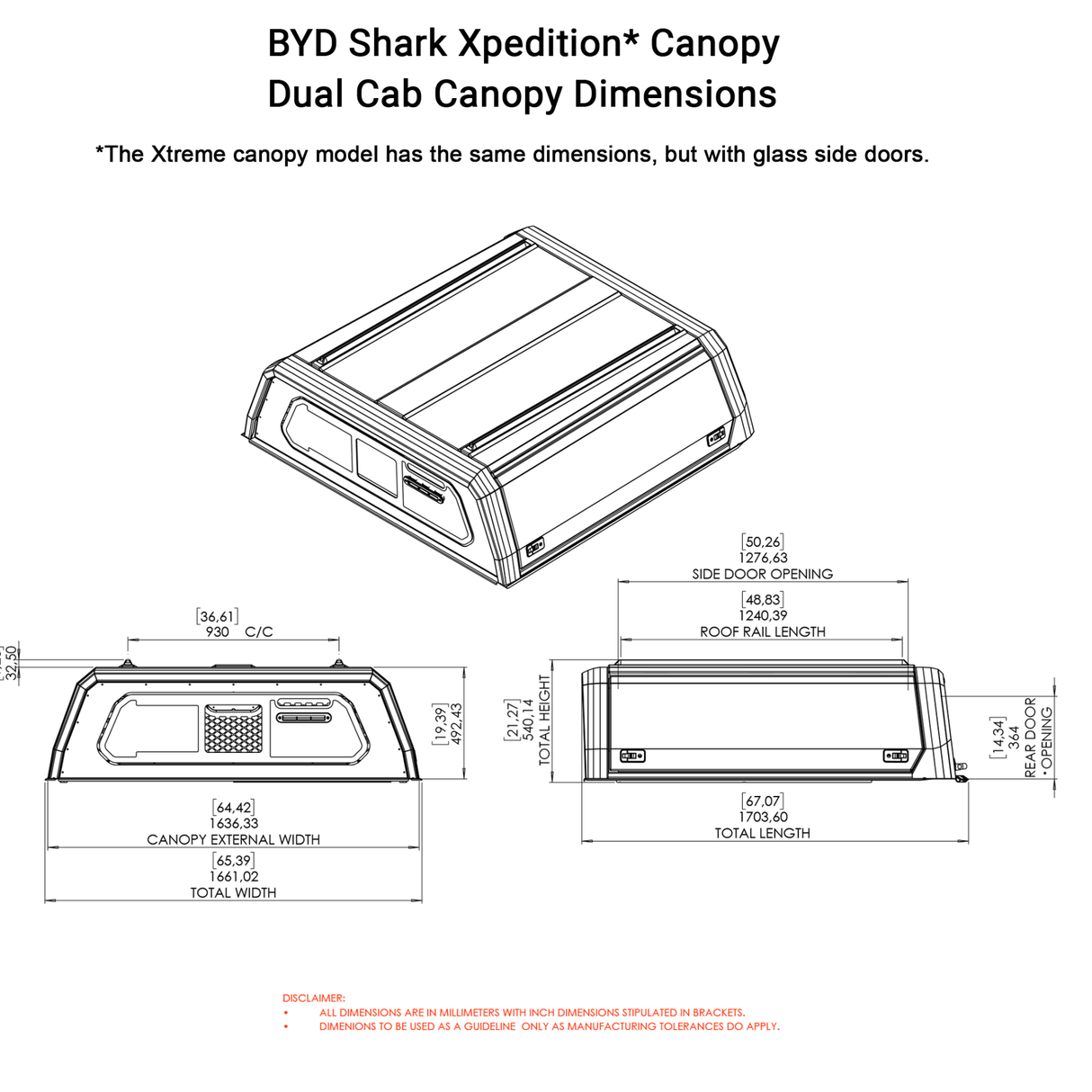 BYD Shark Dual Cab 2025+ Xpedition CapRax Canopy by Rhinoman - The Bush Company