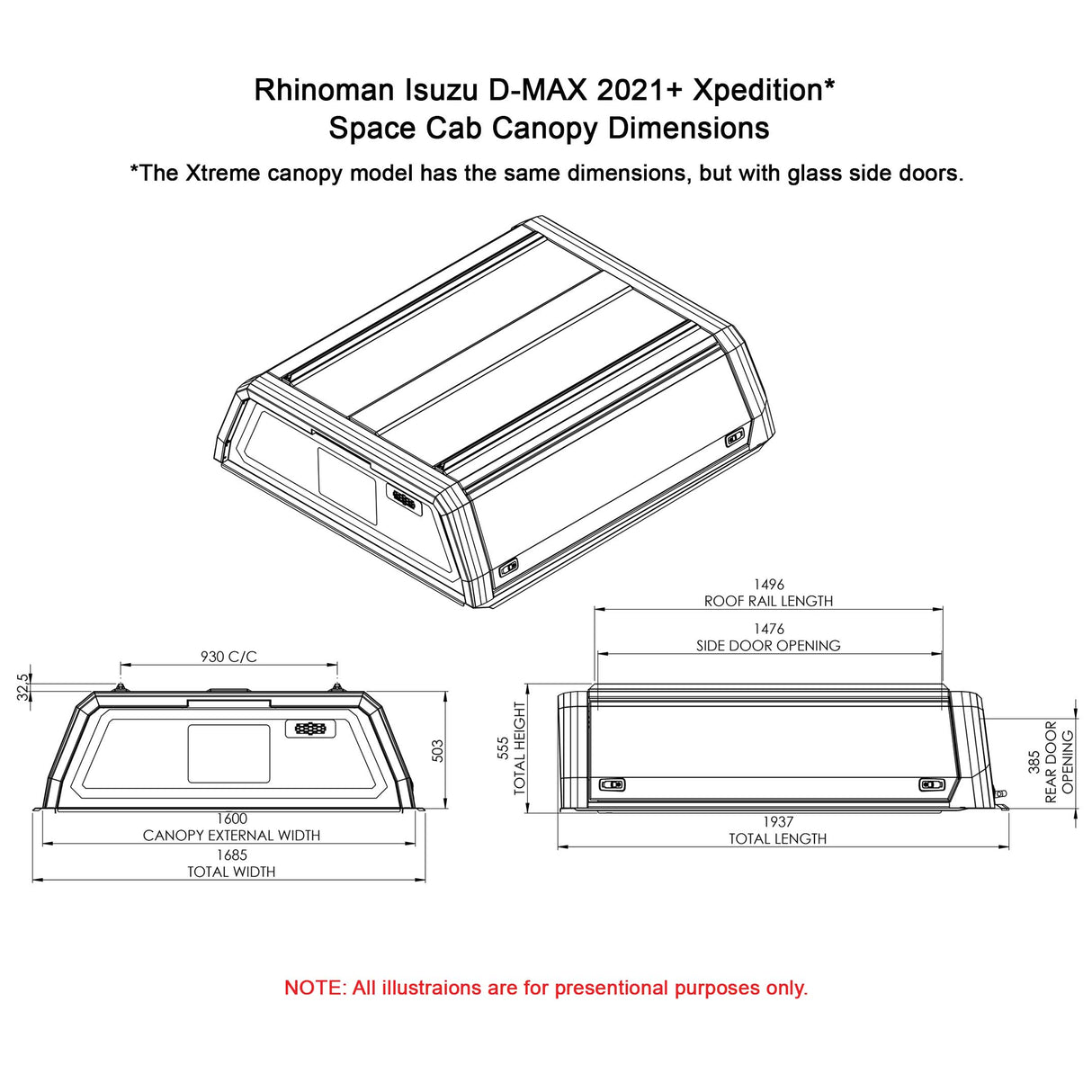 Isuzu D - Max Space Cab 2021+ Xpedition CapRax Canopy by Rhinoman - The Bush Company