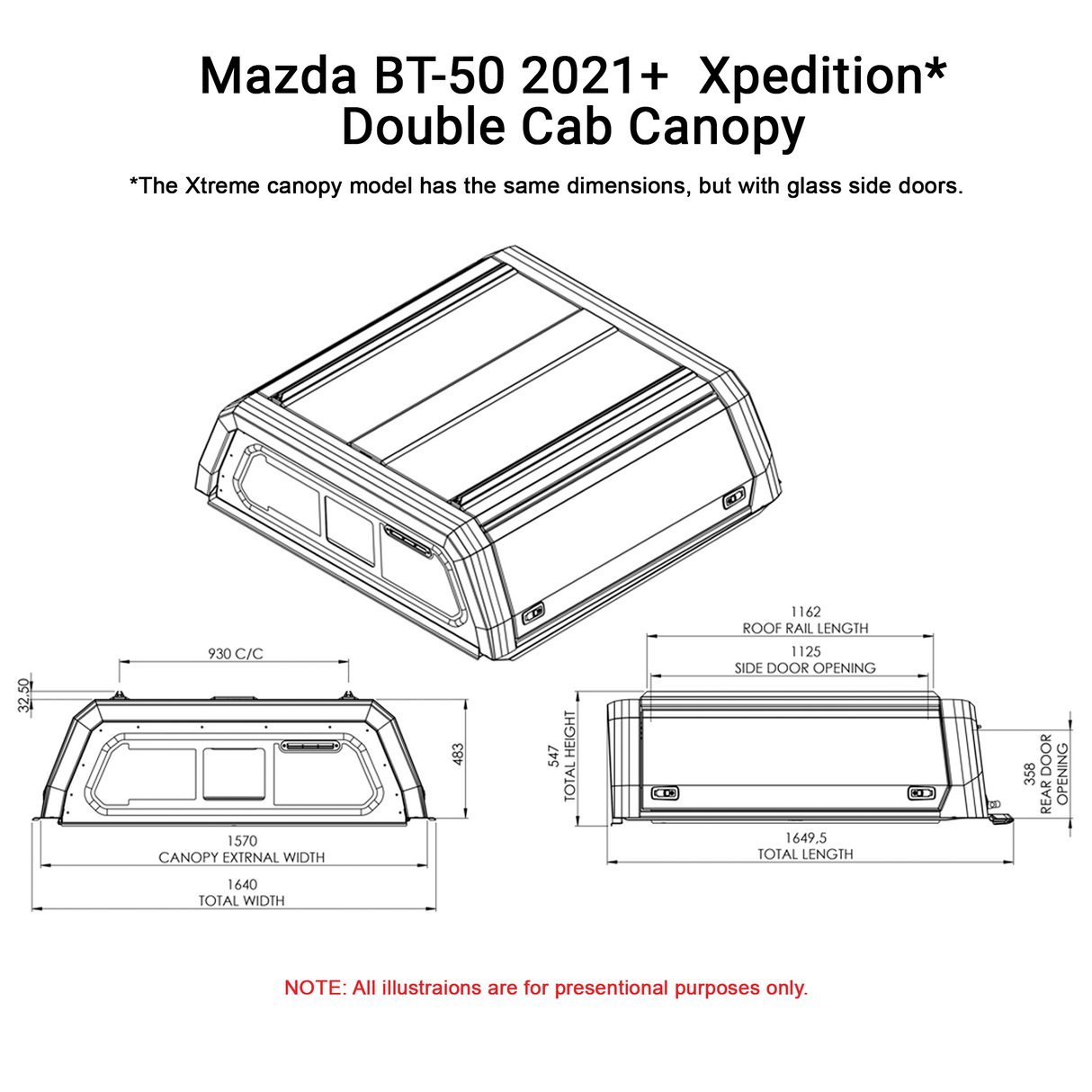 Mazda BT - 50 2021+ Dual Cab Xpedition CapRax Canopy by Rhinoman - The Bush Company