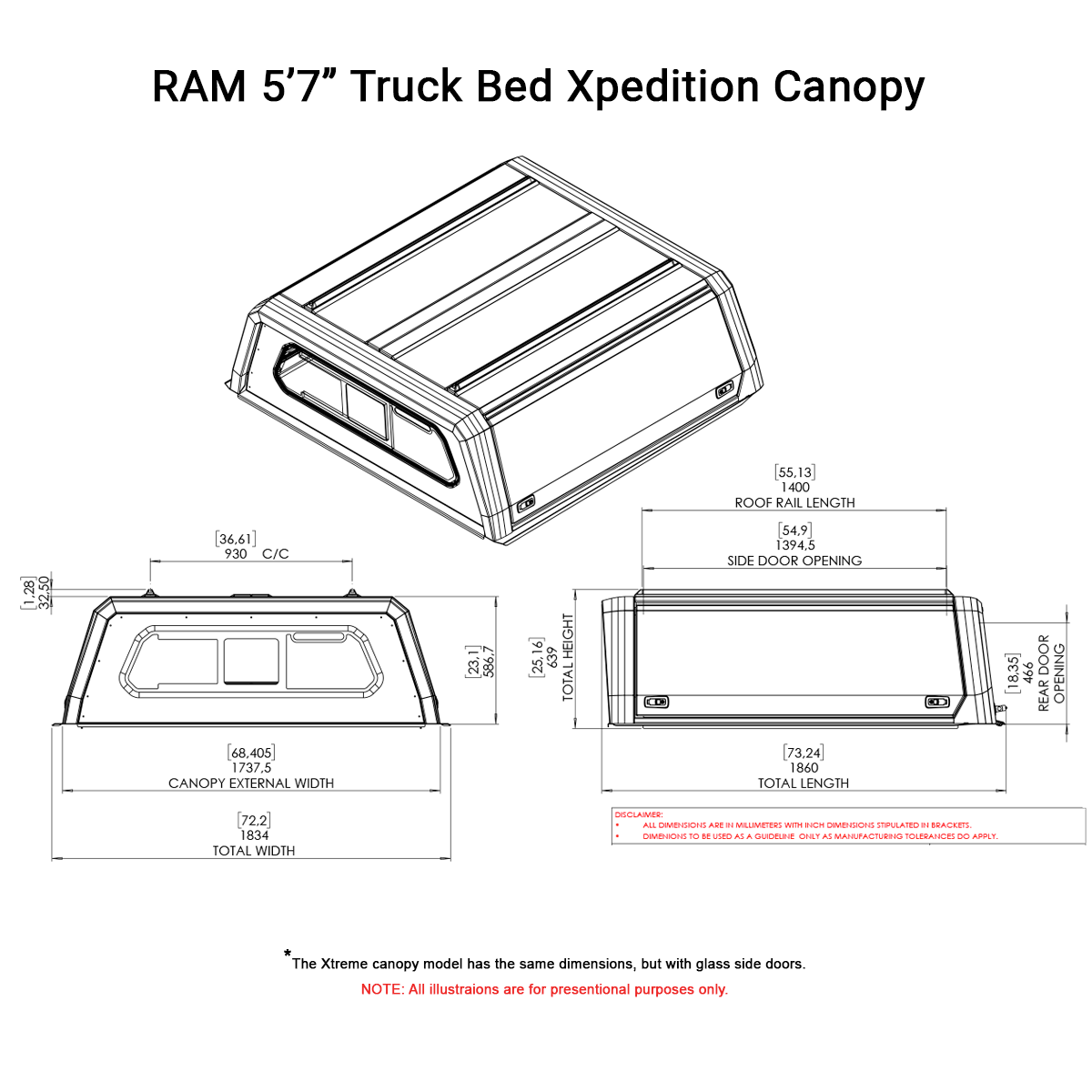 RAM 5'7" Truck Bed Xpedition CapRax Canopy by Rhinoman - The Bush Company