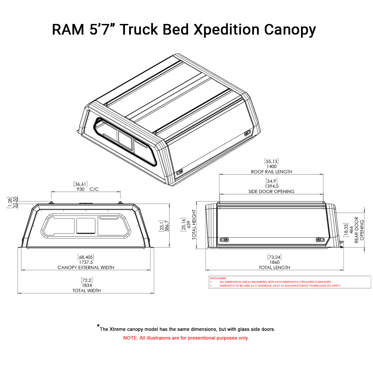 RAM 5'7" Truck Bed Xpedition CapRax Canopy by Rhinoman - The Bush Company