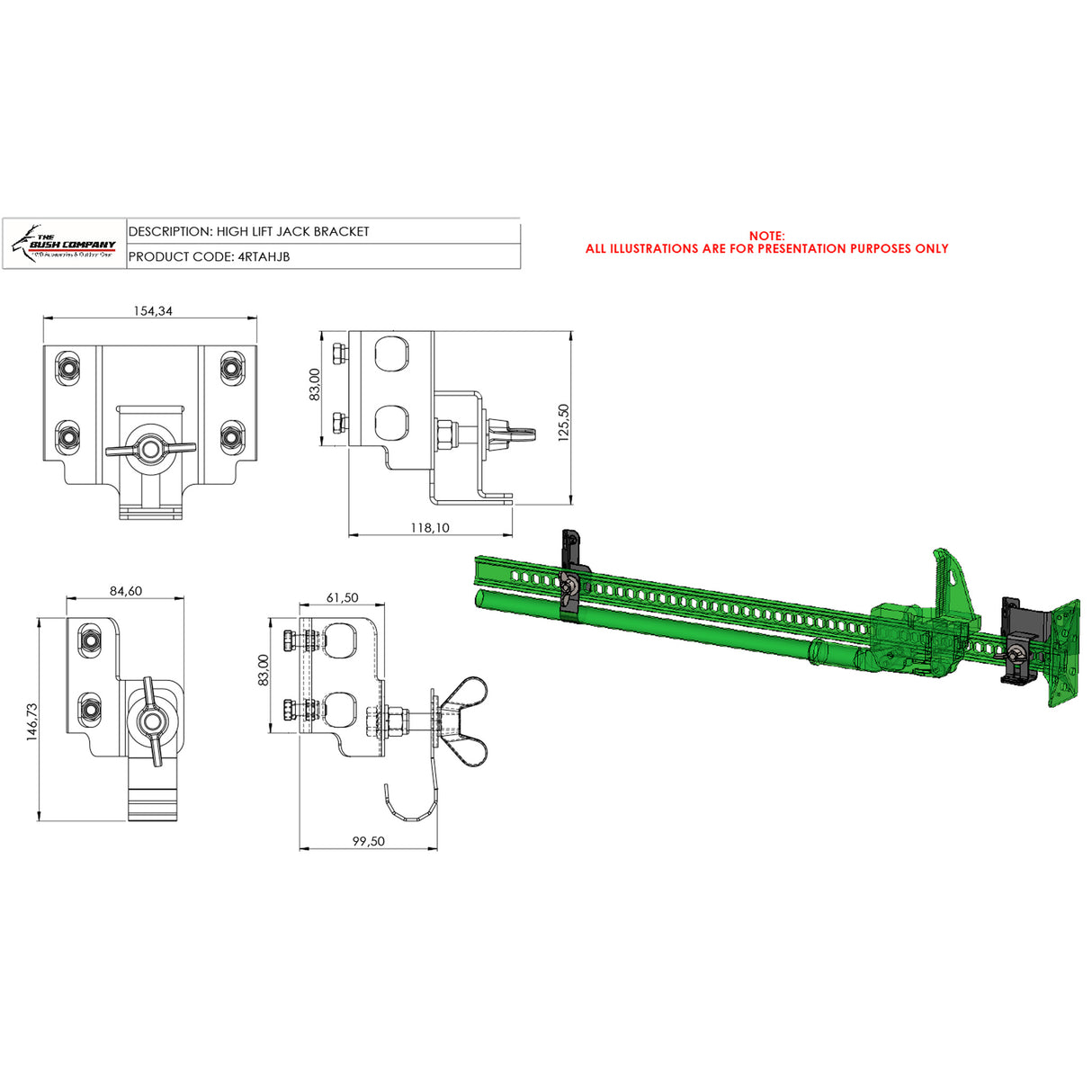 Hi - Lift Jack Mount Bracket - The Bush Company