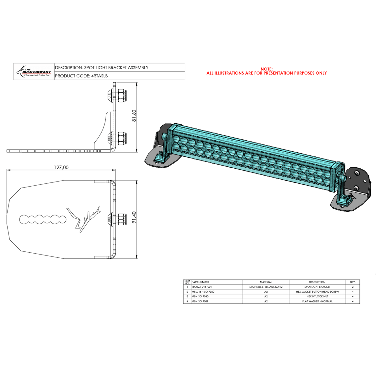 Lightbar Bracket Set - The Bush Company