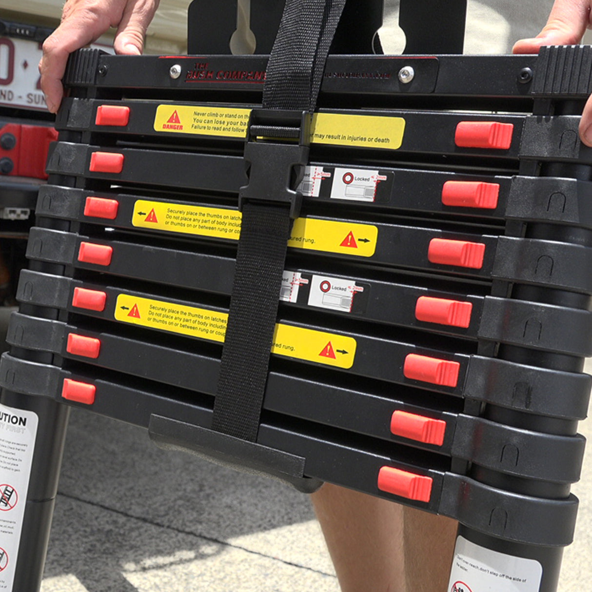 Deluxe Telescopic Ladder - Wide, Angled Steps - The Bush Company