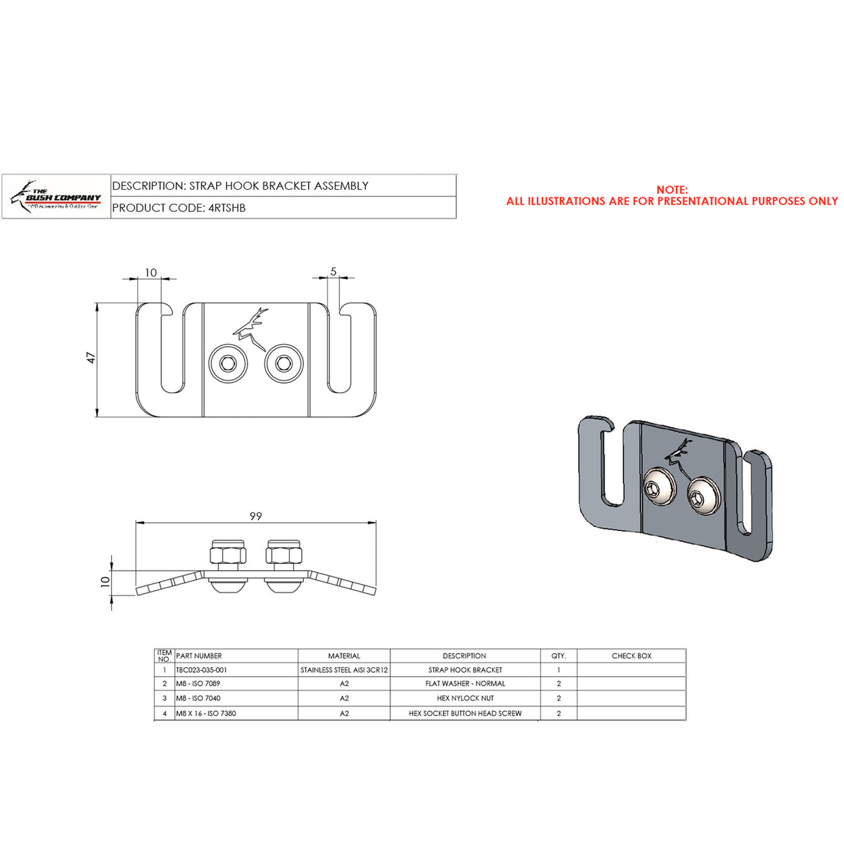 Strap Hook Bracket - The Bush Company