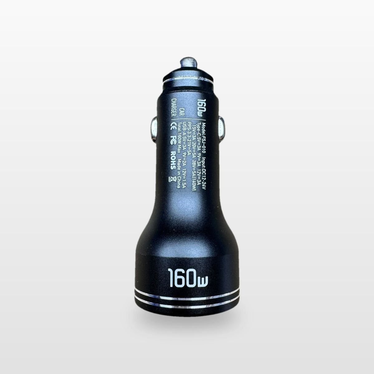 Car Power Kit for Starlink Mini: side view of the car charger showing 160W