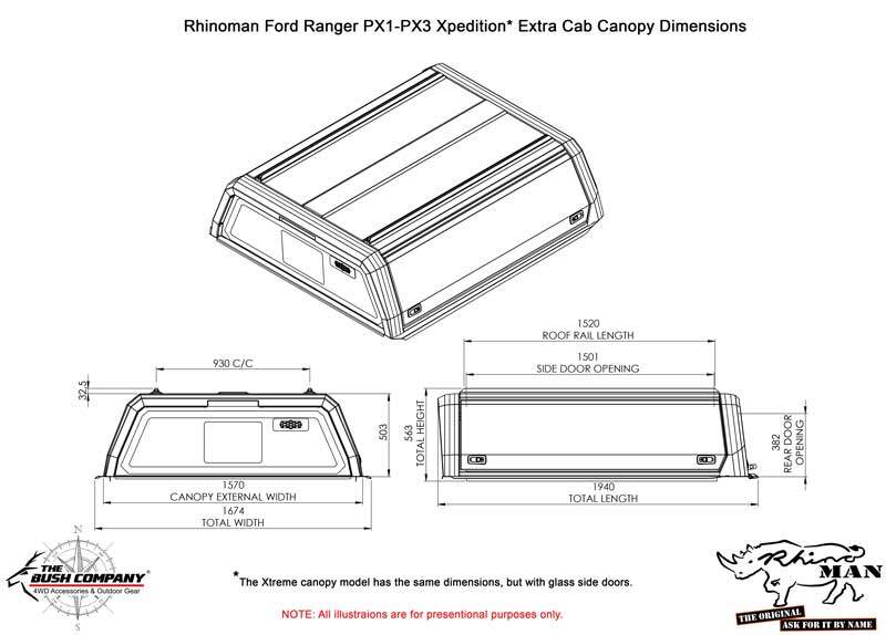 Ford Ranger PX Super Cab Xpedition CapRax Canopy by Rhinoman - The Bush Company