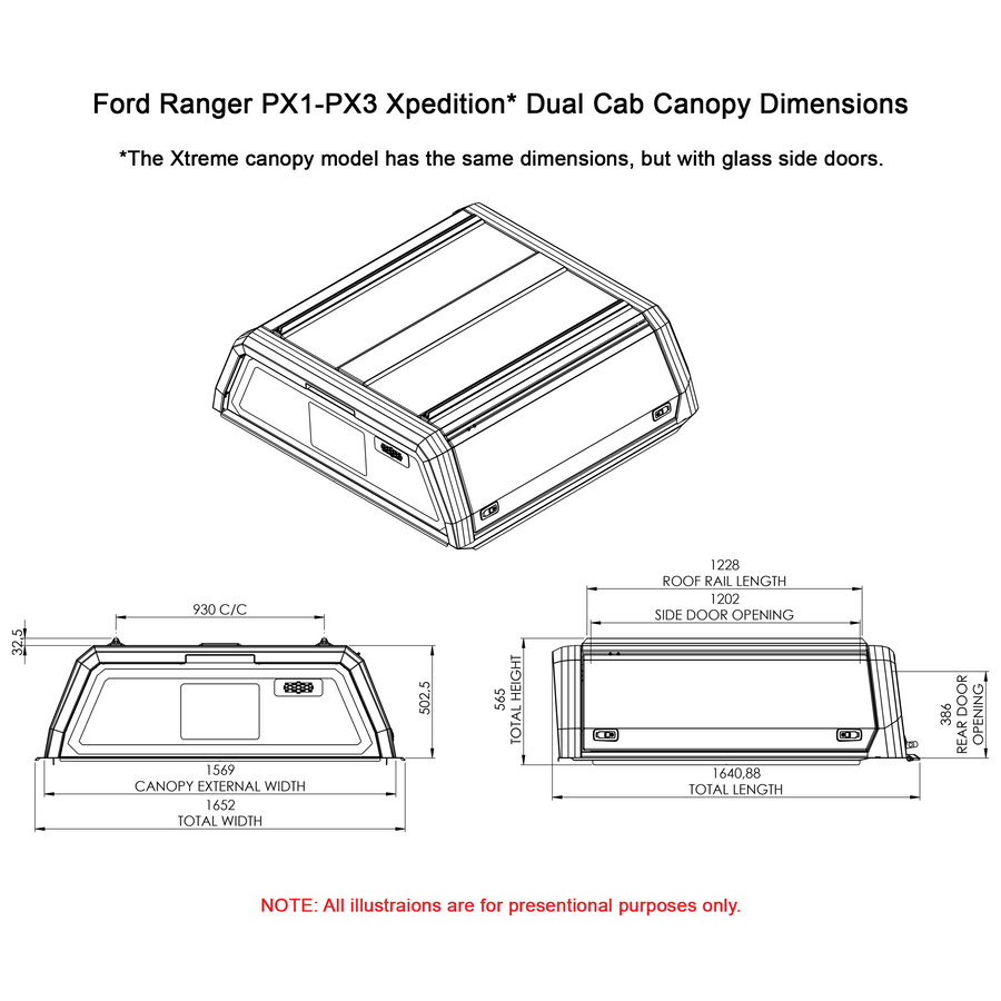 Ford Ranger PX Xtreme CapRax Canopy | Aluminium Canopy – 250kg Load ...
