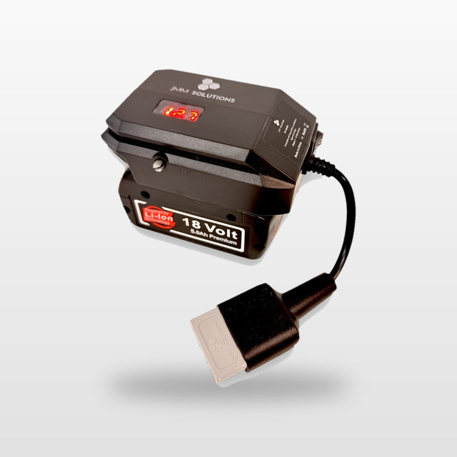 Bosch-compatible 18V to 12V Step Down Power Supply: on an 18V tool battery, with Anderson plug lead