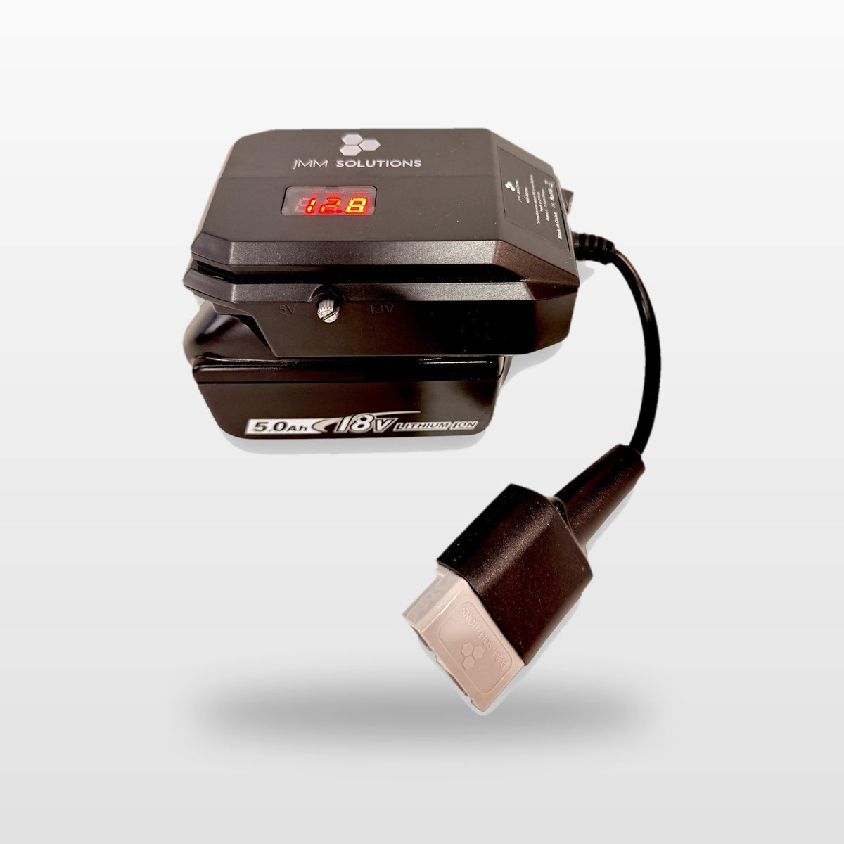 Makita-compatible 18V to 12V Step Down Power Supply: side view on the battery with Anderson lead