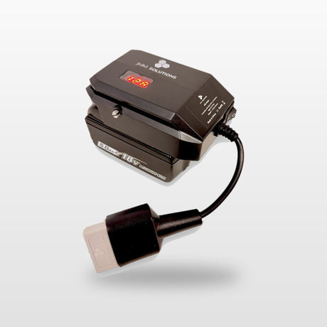 Makita-compatible 18V to 12V Step Down Power Supply: on an 18V tool battery, with Anderson plug lead