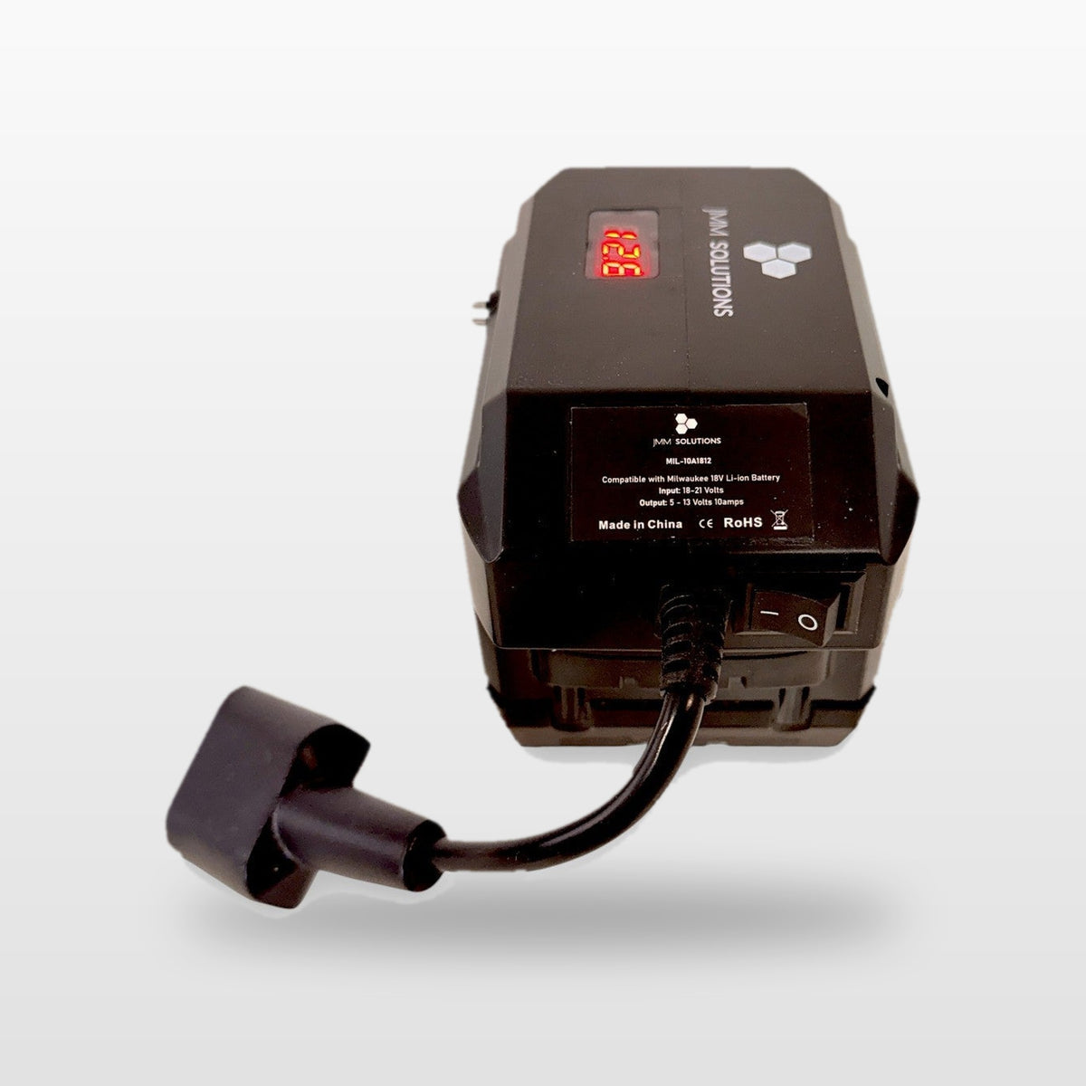 Milwaukee-compatible 18V to 12V Step Down Power Supply: rear view showing the Anderson lead