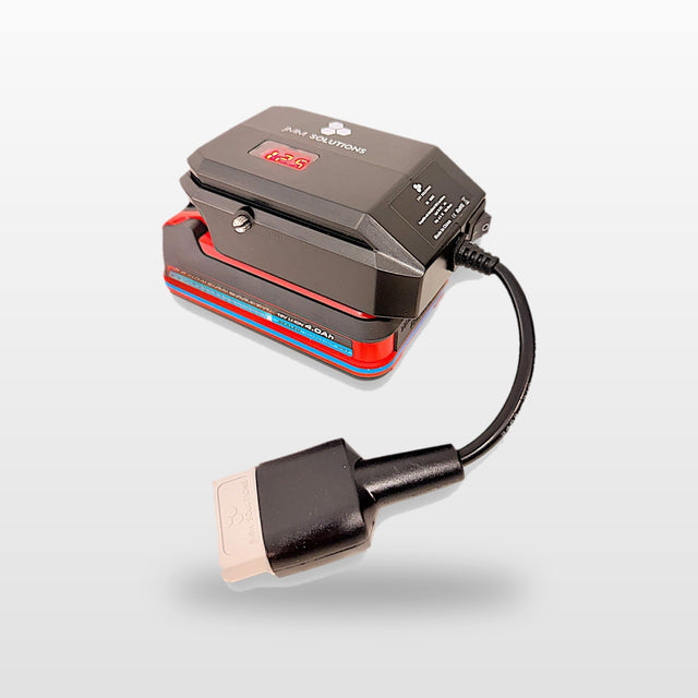 Ozito/Einhell-compatible 18V to 12V Step Down Power Supply: on an 18V tool battery, with Anderson plug lead