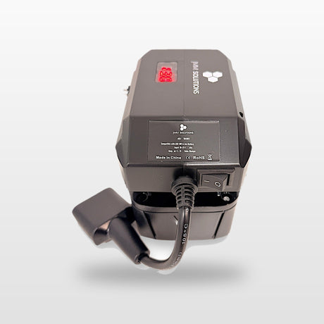 AEG-compatible 18V to 12V Step Down Power Supply: side view on the battery with Anderson lead