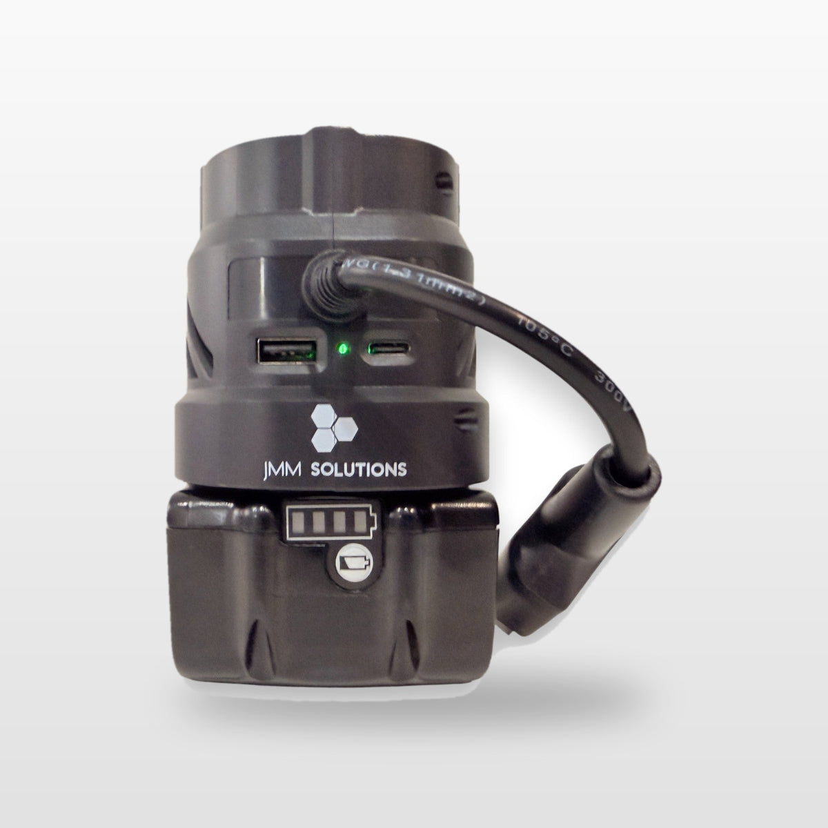 Makita-compatible Volt Step Down PRO: side view with USB ports and Anderson lead