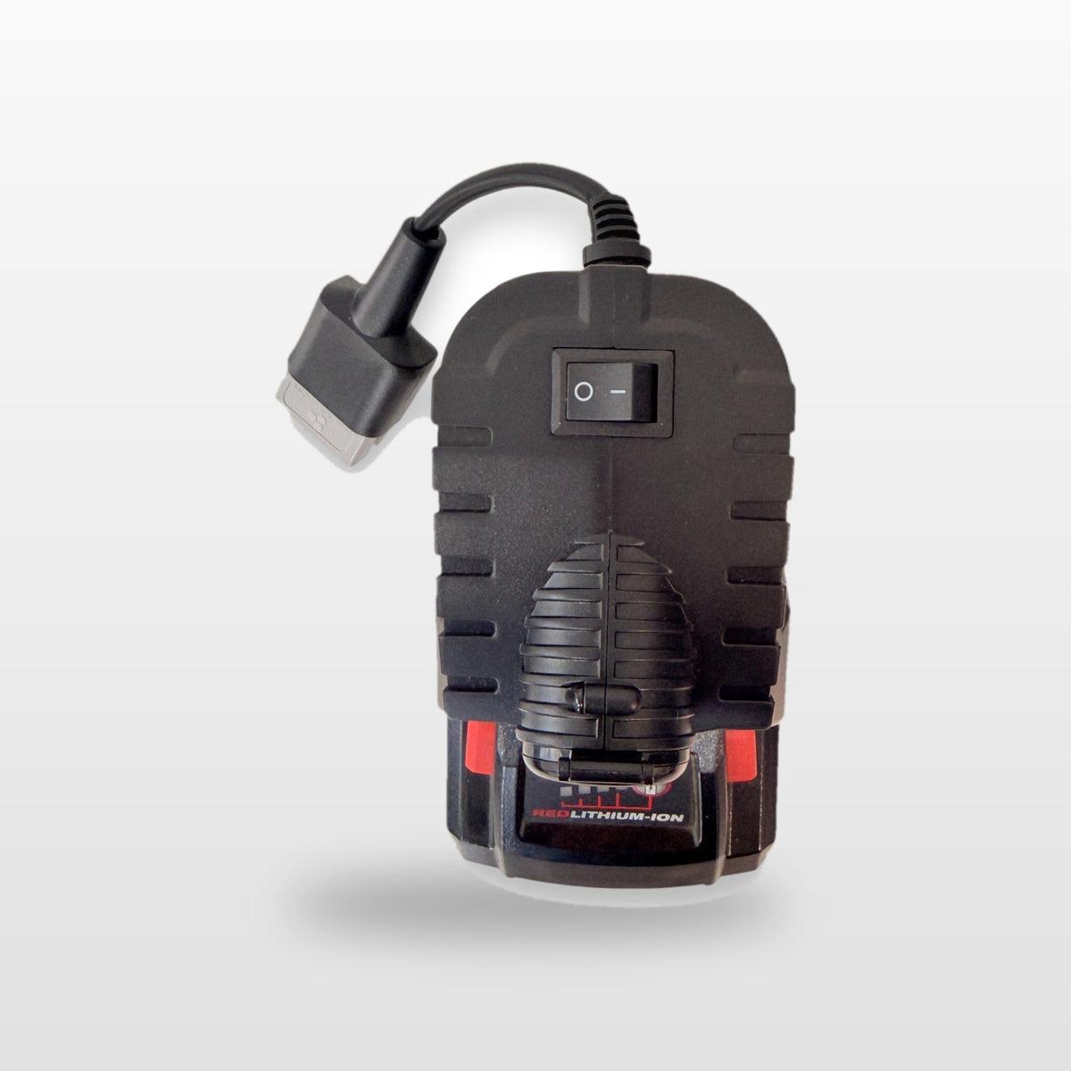 Milwaukee-compatible Volt Step Down PRO: rear view showing the on/off switch