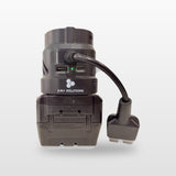 Milwaukee-compatible Volt Step Down PRO: side view with USB ports and Anderson lead