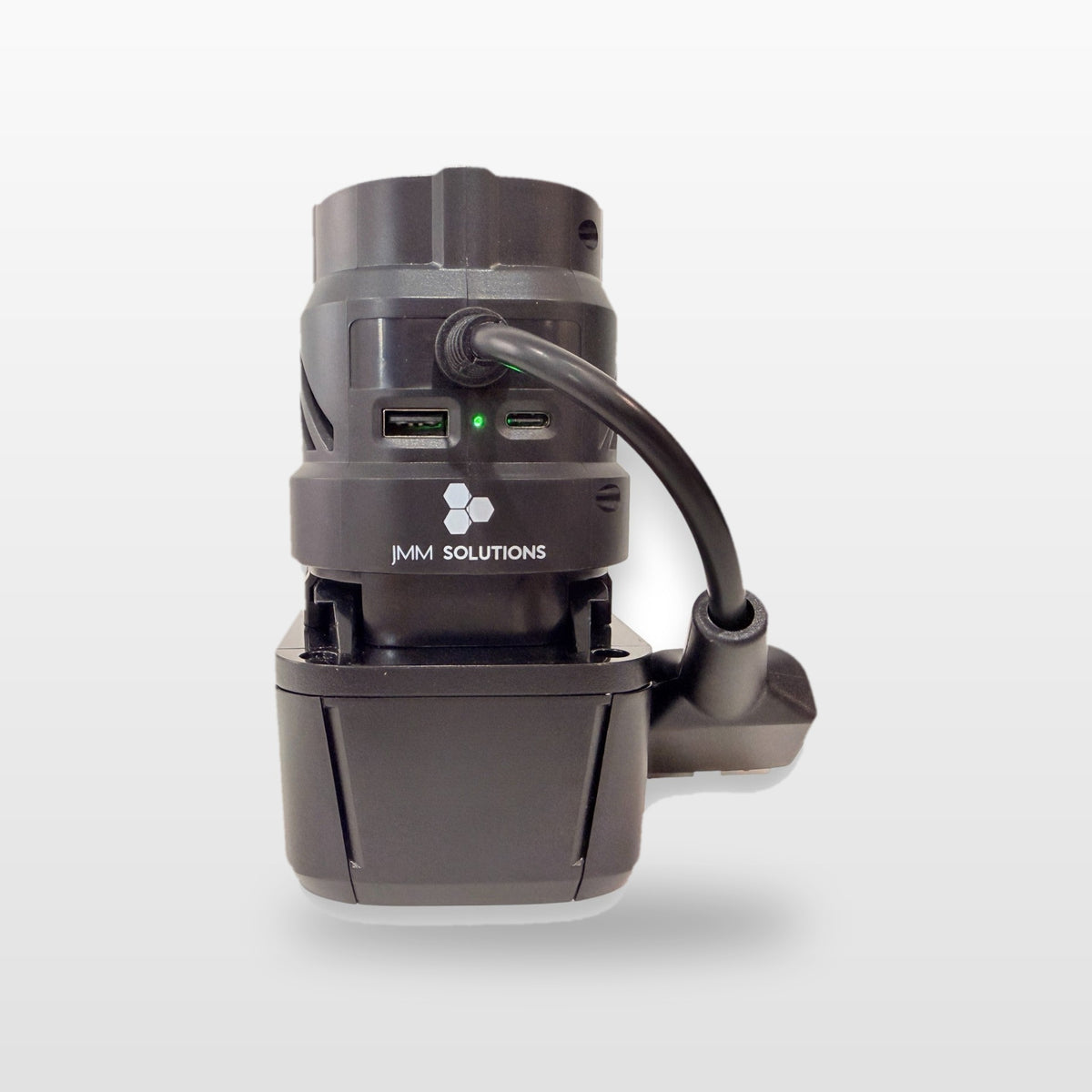 AEG-compatible Volt Step Down PRO: side view with USB ports and Anderson lead