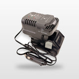 HiKOKI-compatible Auto Charger: in-car battery charger with an 18V battery and 12V plug lead