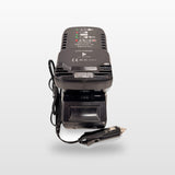 HiKOKI-compatible Auto Charger: front view with battery fitted and 12V plug lead