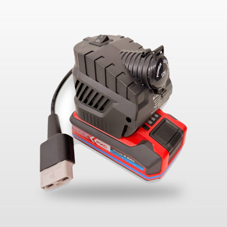 Ozito/Einhell-compatible Volt Step Down PRO: fitted to an 18V tool battery, with Anderson plug lead