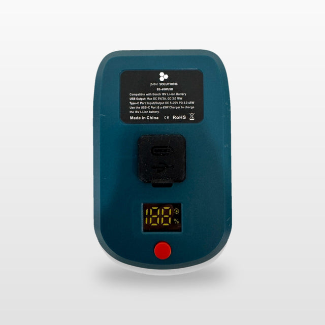 Bosch-compatible USB-C 65W PD Charger: top of the adaptor with USB-C port and digital display