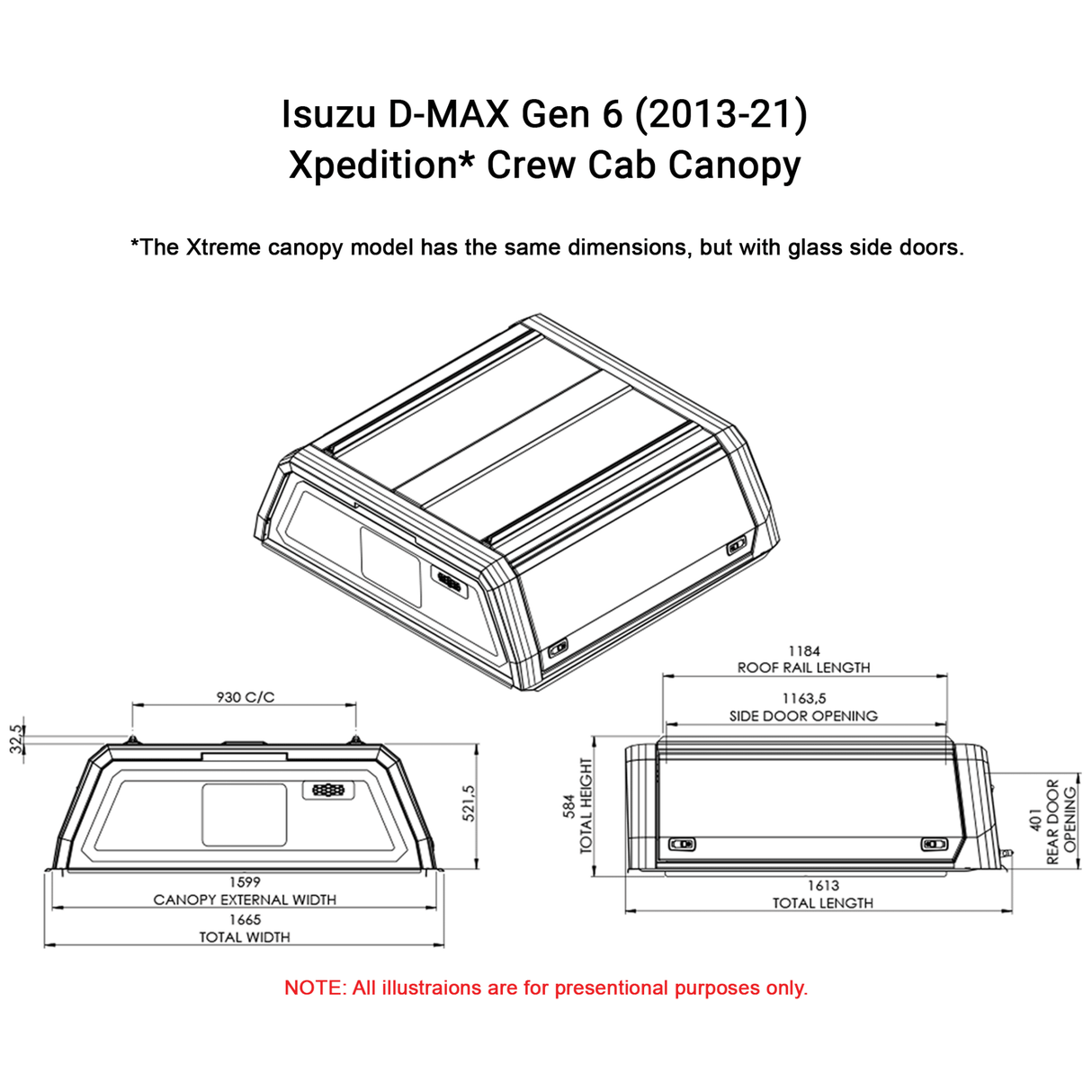 Isuzu D-Max 2013–21 Xpedition CapRax Canopy | Aluminium Ute Canopy