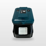 Makita-compatible USB & 12V Charger with LED Light: rear view on the battery