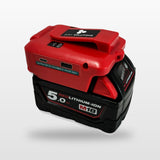 Milwaukee-compatible USB & 12V Charger with LED Light: side view showing the USB ports