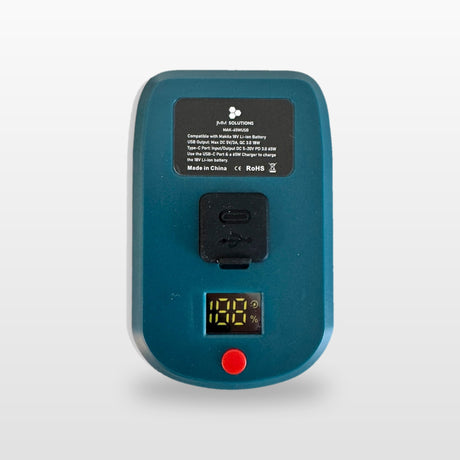 Makita-compatible USB-C 65W PD Charger: top of the adaptor with USB-C port and digital display