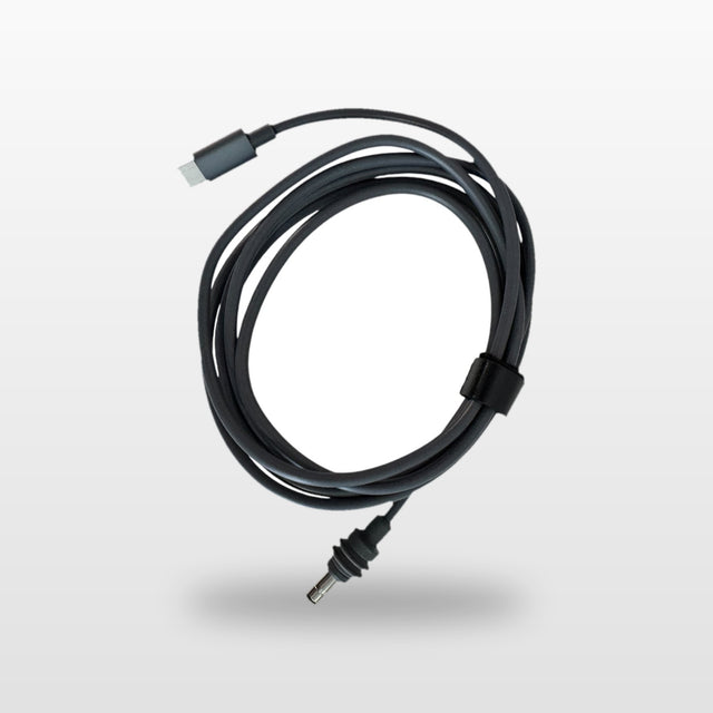 USB-C to 20V DC Cable for Starlink Mini: cable coiled, with USB-C and DC plugs