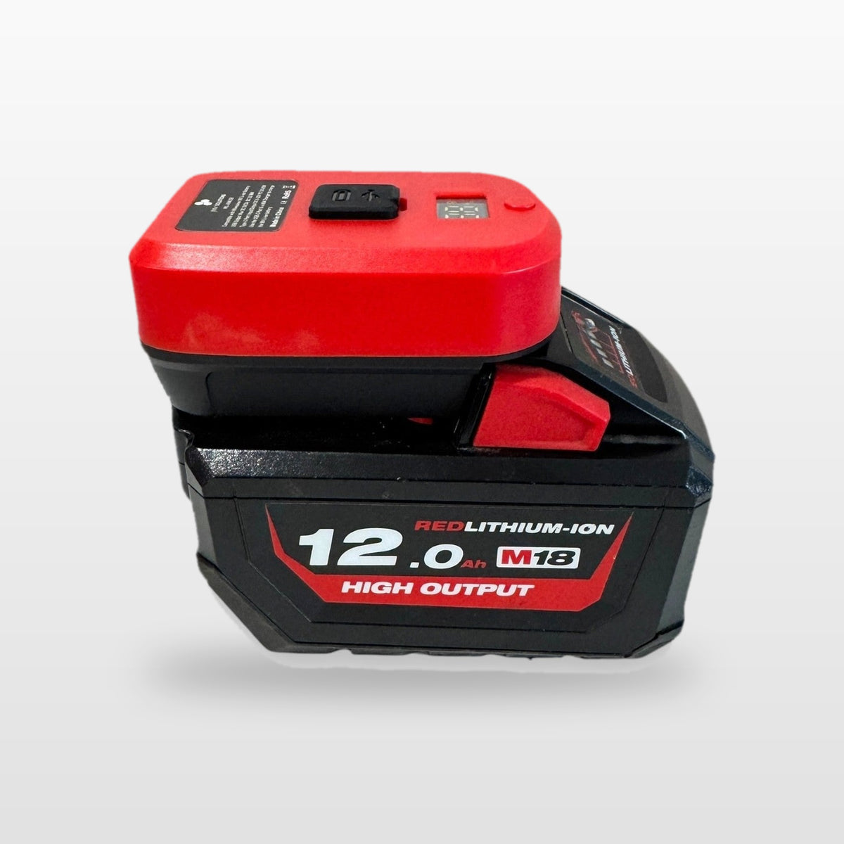 Milwaukee-compatible USB-C 65W PD Charger: adaptor fitted to an 18V battery
