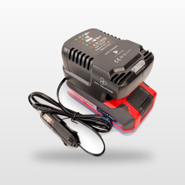 Ozito/Einhell-compatible Auto Charger: in-car battery charger with an 18V battery and 12V plug lead