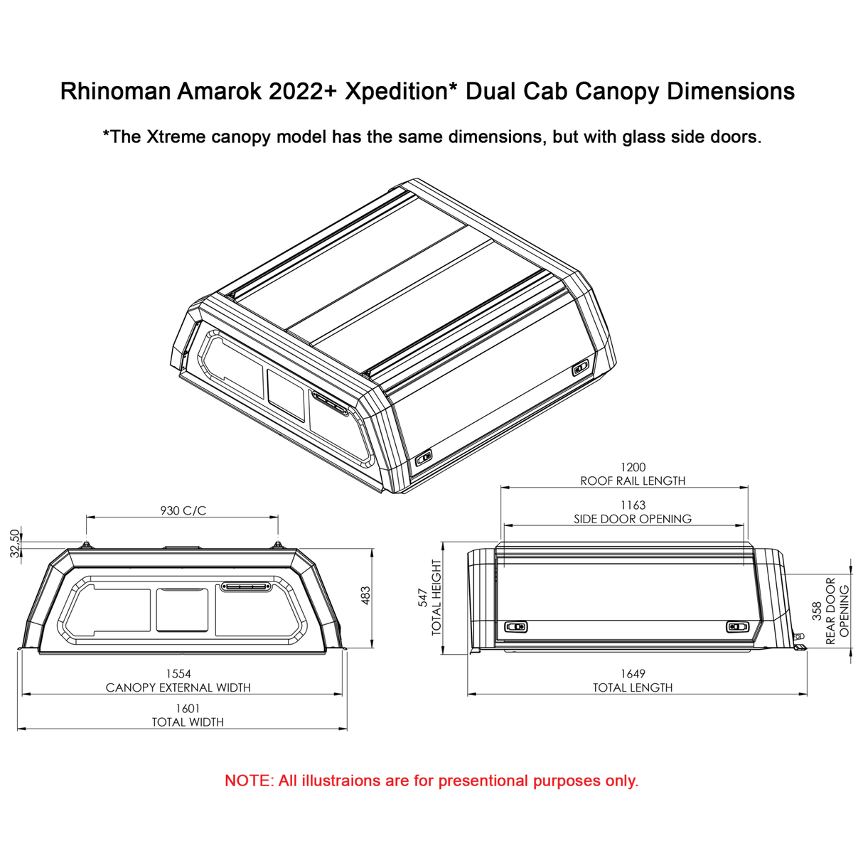 VW Amarok Double Cab 2023+ Xpedition CapRax Canopy by Rhinoman - The Bush Company