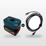 Bosch-compatible Power Kit for Starlink Mini: USB-C adaptor on an 18V battery plus Starlink Mini cable
