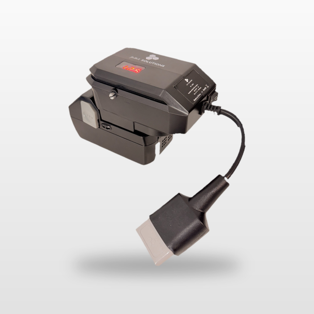 HiKOKI-compatible 18V to 12V Step Down Power Supply: on an 18V tool battery, with Anderson plug lead