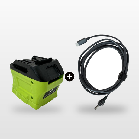 Ryobi ONE+ compatible Power Kit for Starlink Mini: USB-C adaptor on an 18V battery plus Starlink Mini cable
