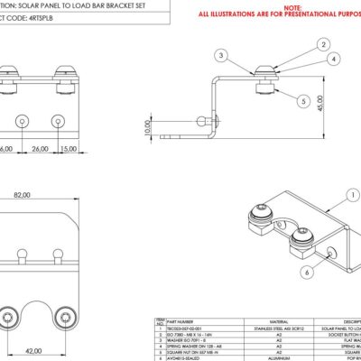 Solar Panel To Load Bar Bracket Set